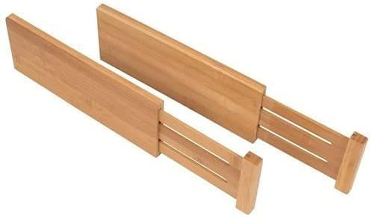 6-Pack Bamboo Drawer Dividers - 2.6 in High, Adjustable 16 to 22 in Expandable Drawer Organizers and Dresser Separators for Clothes, Bedroom, Bathroom, Kitchen, and Office Organization and Storage