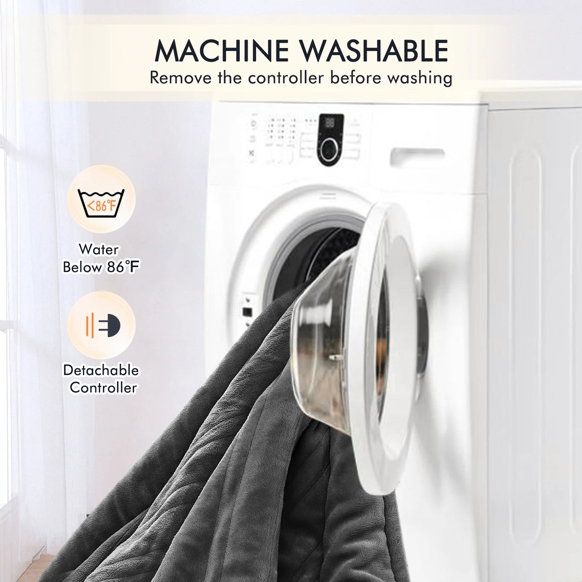 Heated Blanket Queen Size 84''X90'', Fast Heating with Dual Controllers Electric Blanket, 10 Heating Levels, 10H Timer, Preheat Function - Gray