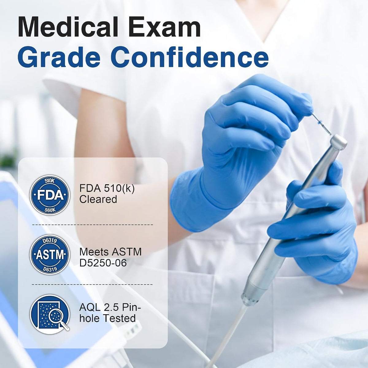 Medical Vinyl Synthetic Exam Gloves, 4 Mil, Latex-Free Disposable Gloves for Cooking, Cleaning, and Food Prep