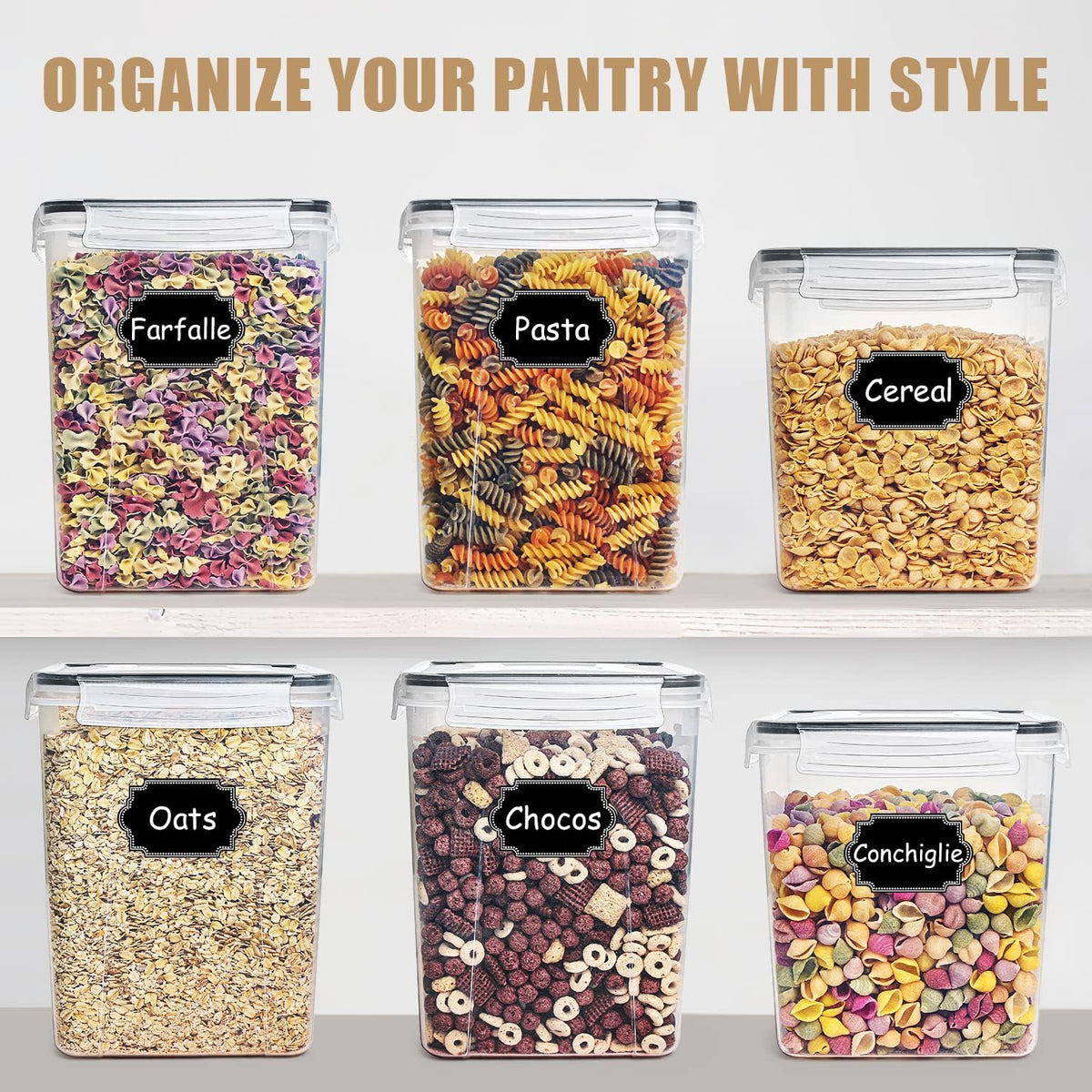 Large Food Storage Containers 5.2L /175Oz, 4 Piece BPA Free Plastic Airtight Food Storage Containers for Flour, Sugar, Baking Supplies, Kitchen & Pantry Containers with 20 Labels